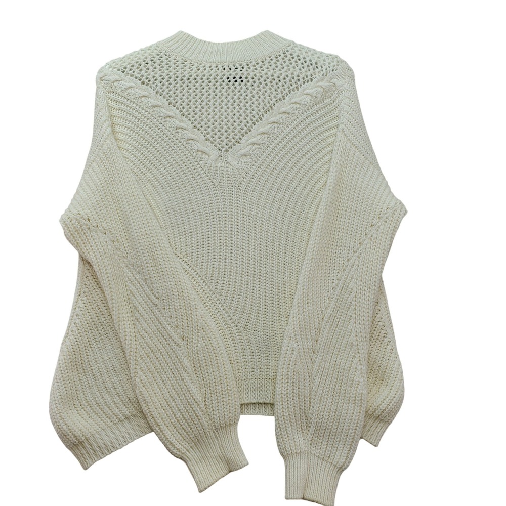 Pinko Knit Sweater Womens XS Cream Made in Italy Alpaca Wool Blend Quiet Luxury